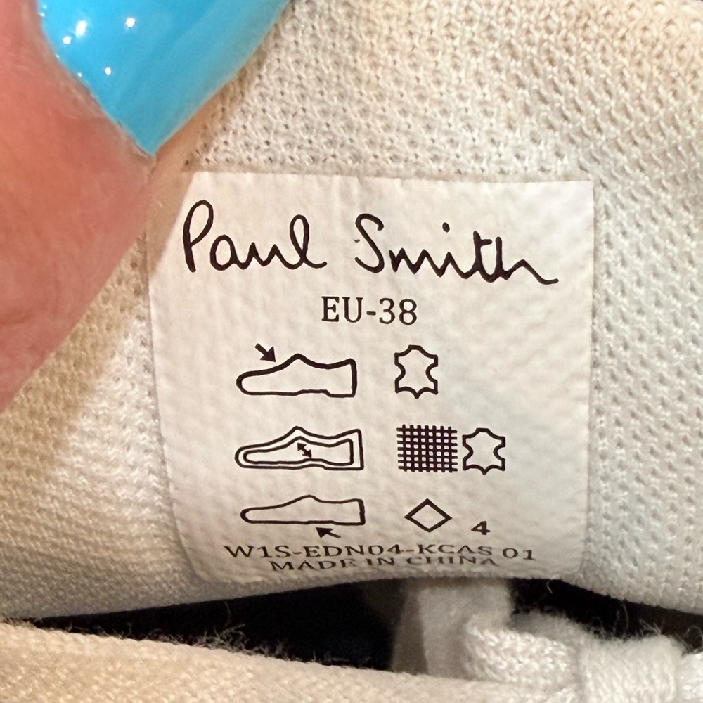 🔥Paul Smith White Leather Sneakers with Navy Accent Size 38 EUC🔥 - Picture 5 of 5